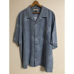 Tommy Bahama 100% Silk Hawaiian Men's Blue Palm Leaves Island Shirt XL